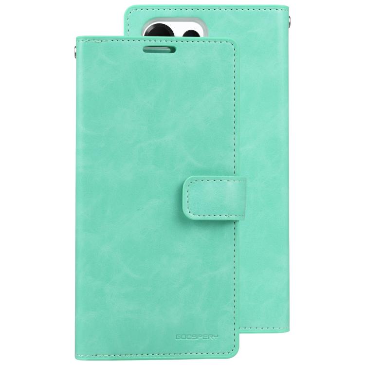 For Samsung Galaxy S25 Ultra 5G GOOSPERY MANSOOR DIARY 9 Card Slots Leather Phone Case(Mint Green) by GOOSPERY