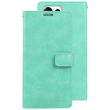 For Samsung Galaxy S25 Ultra 5G GOOSPERY MANSOOR DIARY 9 Card Slots Leather Phone Case(Mint Green) by GOOSPERY
