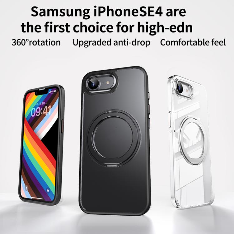 For iPhone 16e Frosted 360 Degree MagSafe Magnetic Holder Phone Case(Black) by bashfashion