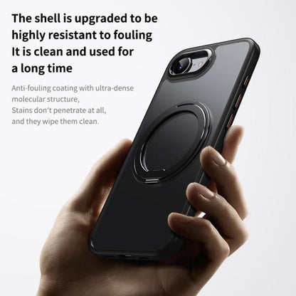 For iPhone 16e Frosted 360 Degree MagSafe Magnetic Holder Phone Case(Silver) by bashfashion