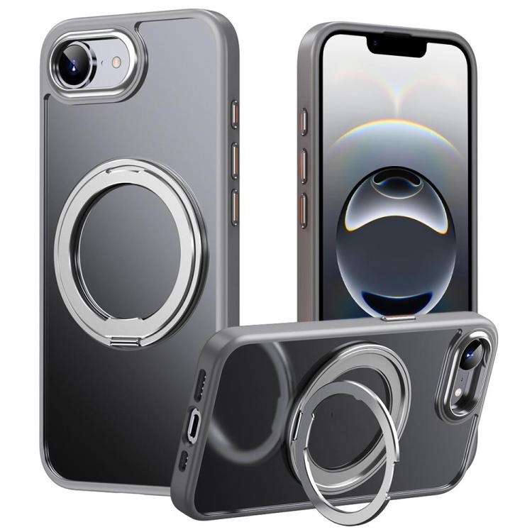 For iPhone 16e Frosted 360 Degree MagSafe Magnetic Holder Phone Case(Grey) by bashfashion