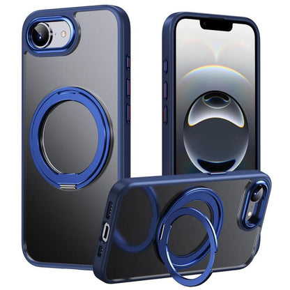 For iPhone 16e Frosted 360 Degree MagSafe Magnetic Holder Phone Case(Blue) by bashfashion