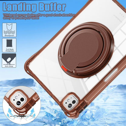 For iPad Pro 13 2025 / 2024 Rotation Ring Handle TPU Hybrid Clear PC Tablet Case(Chocolate) by bashfashion