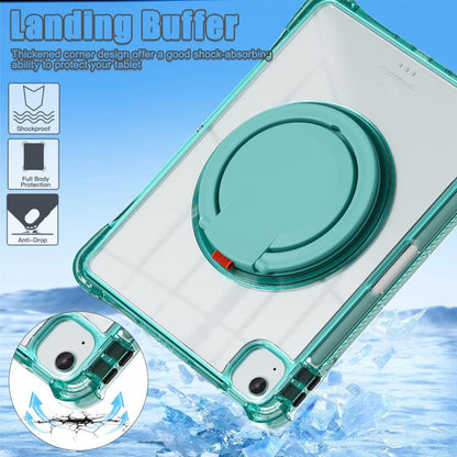 For iPad Air 13 2025 / 2024 Rotation Ring Handle TPU Hybrid Clear PC Tablet Case(Light Green) by bashfashion