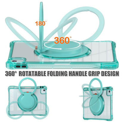 For iPad Air 13 2025 / 2024 Rotation Ring Handle TPU Hybrid Clear PC Tablet Case(Light Green) by bashfashion