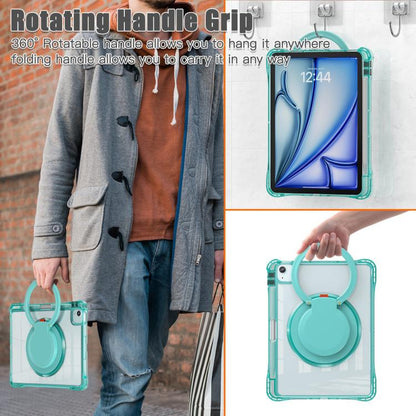 For iPad Air 13 2025 / 2024 Rotation Ring Handle TPU Hybrid Clear PC Tablet Case(Light Green) by bashfashion