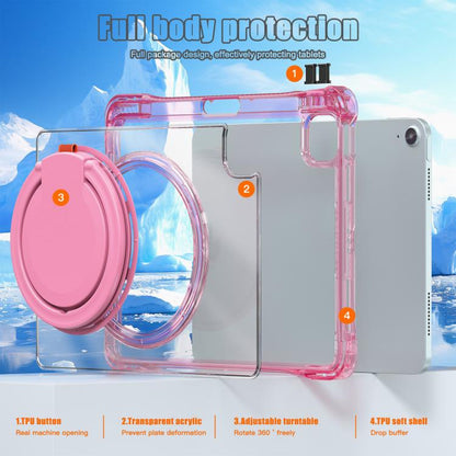 For iPad Air 11 2025 / 2024 Rotation Ring Handle TPU Hybrid Clear PC Tablet Case(Red Rose) by bashfashion