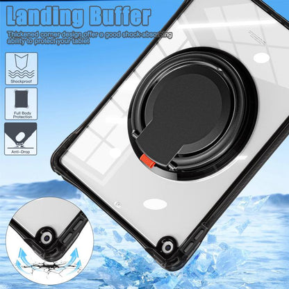 For iPad 10.2 2021 / 2020 / 2019 Rotation Ring Handle TPU Hybrid Clear PC Tablet Case(Black) by bashfashion