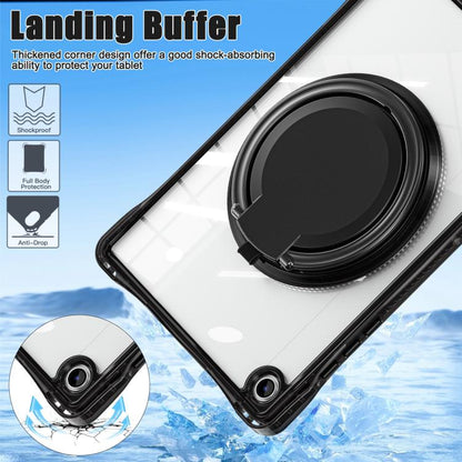 For Samsung Galaxy Tab A9+ Rotation Ring Handle TPU Hybrid Clear PC Tablet Case(Black) by bashfashion