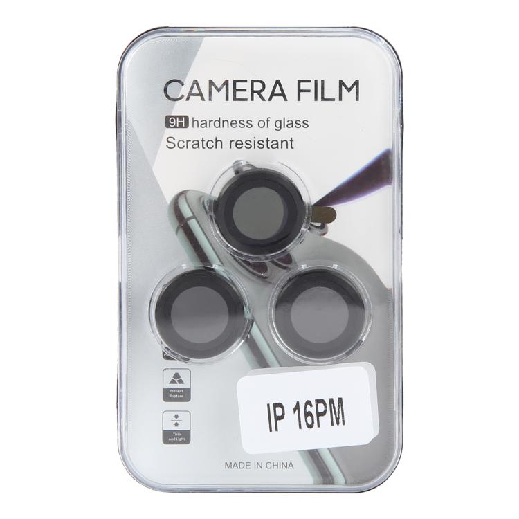 For iPhone 16 Pro / 16 Pro Max Back Camera Cover 9H Tempered Glass Lens Film(Black) by bashfashion