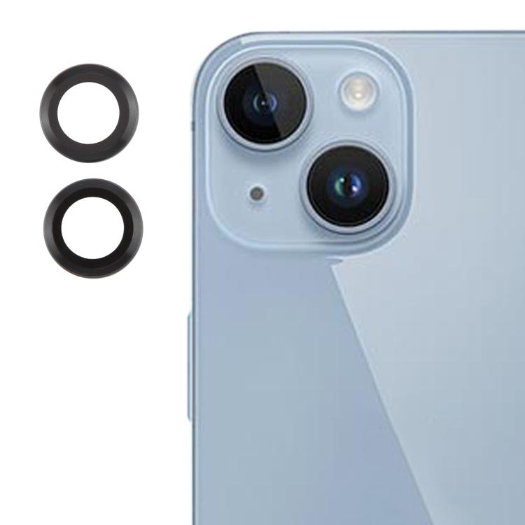 For iPhone 15 Plus / 15 / 14 Plus / 14 Back Camera Cover 9H Tempered Glass Lens Film(Black) by bashfashion