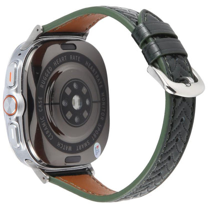 For Samsung Galaxy Watch Ultra 47mm / Ultra 2025 Metal Connector Heart-Shaped Embossed Leather Watch Band(Forest Green) by bashfashion