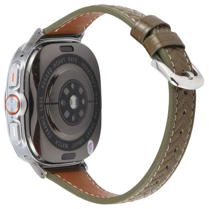 For Samsung Galaxy Watch Ultra 47mm / Ultra 2025 Metal Connector Heart-Shaped Embossed Leather Watch Band(Retro Green) by bashfashion