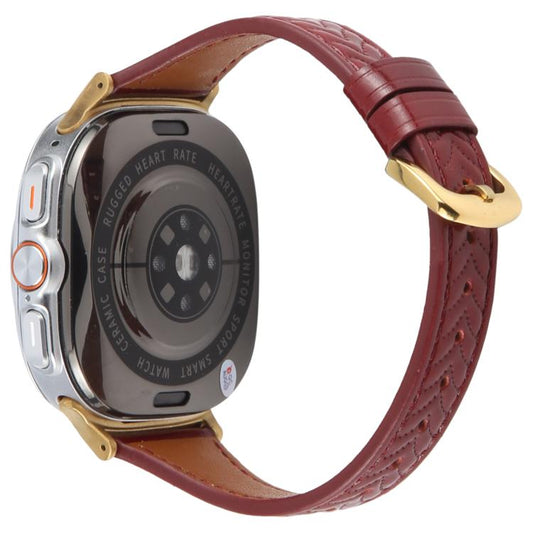 For Samsung Galaxy Watch Ultra 47mm / Ultra 2025 Metal Connector Heart-Shaped Embossed Leather Watch Band(Wine Red) by bashfashion