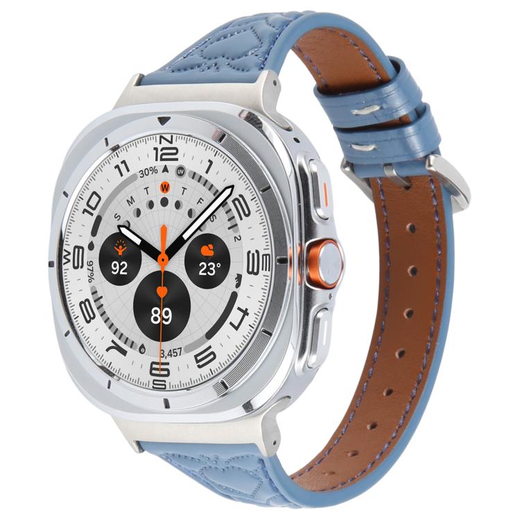 For Samsung Galaxy Watch Ultra 47mm / Ultra 2025 Metal Connector Heart-Shaped Embossed Leather Watch Band(Cornflower Blue) by bashfashion