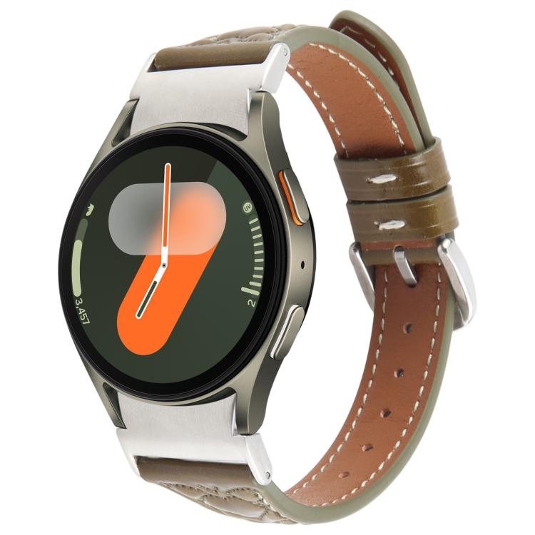 For Samsung Galaxy Watch 7 Metal Connector Heart-Shaped Embossed Leather Quick Release Watch Band(Retro Green) by bashfashion