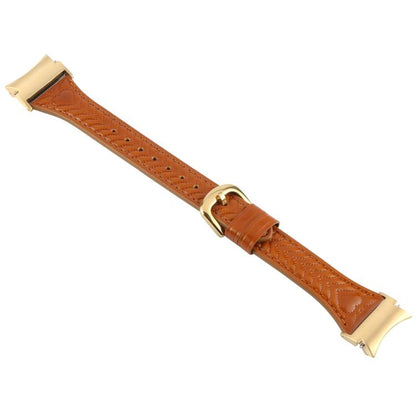For Samsung Galaxy Watch 7 Metal Connector Heart-Shaped Embossed Leather Quick Release Watch Band(Brown) by bashfashion