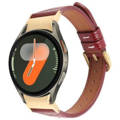 For Samsung Galaxy Watch 7 Metal Connector Heart-Shaped Embossed Leather Quick Release Watch Band(Wine Red) by bashfashion
