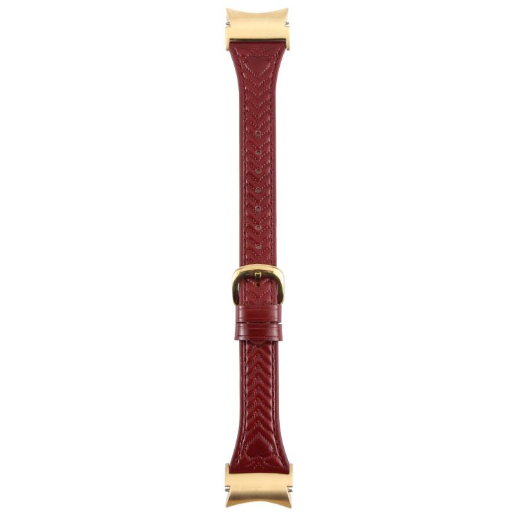 For Samsung Galaxy Watch 7 Metal Connector Heart-Shaped Embossed Leather Quick Release Watch Band(Wine Red) by bashfashion