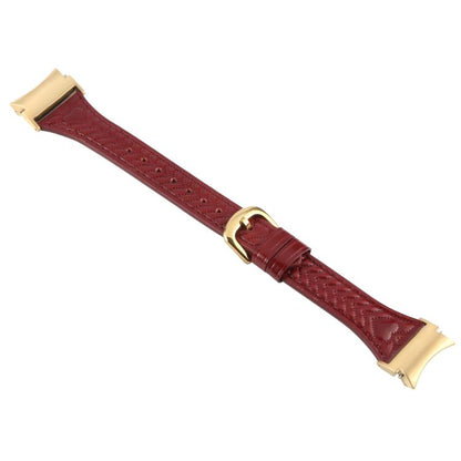 For Samsung Galaxy Watch 7 Metal Connector Heart-Shaped Embossed Leather Quick Release Watch Band(Wine Red) by bashfashion