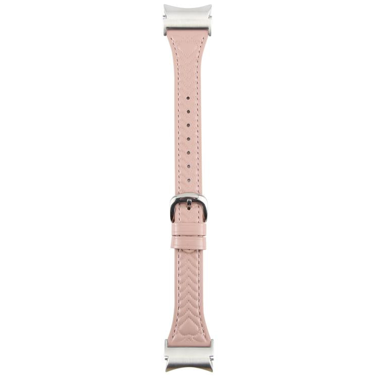 For Samsung Galaxy Watch 7 Metal Connector Heart-Shaped Embossed Leather Quick Release Watch Band(Pink) by bashfashion