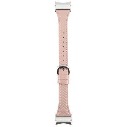 For Samsung Galaxy Watch 7 Metal Connector Heart-Shaped Embossed Leather Quick Release Watch Band(Pink) by bashfashion