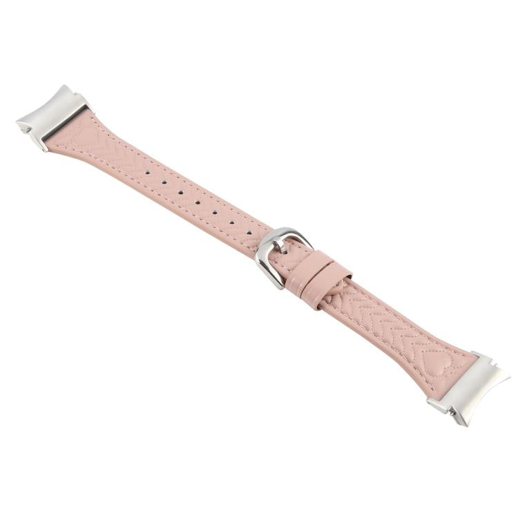 For Samsung Galaxy Watch 7 Metal Connector Heart-Shaped Embossed Leather Quick Release Watch Band(Pink) by bashfashion
