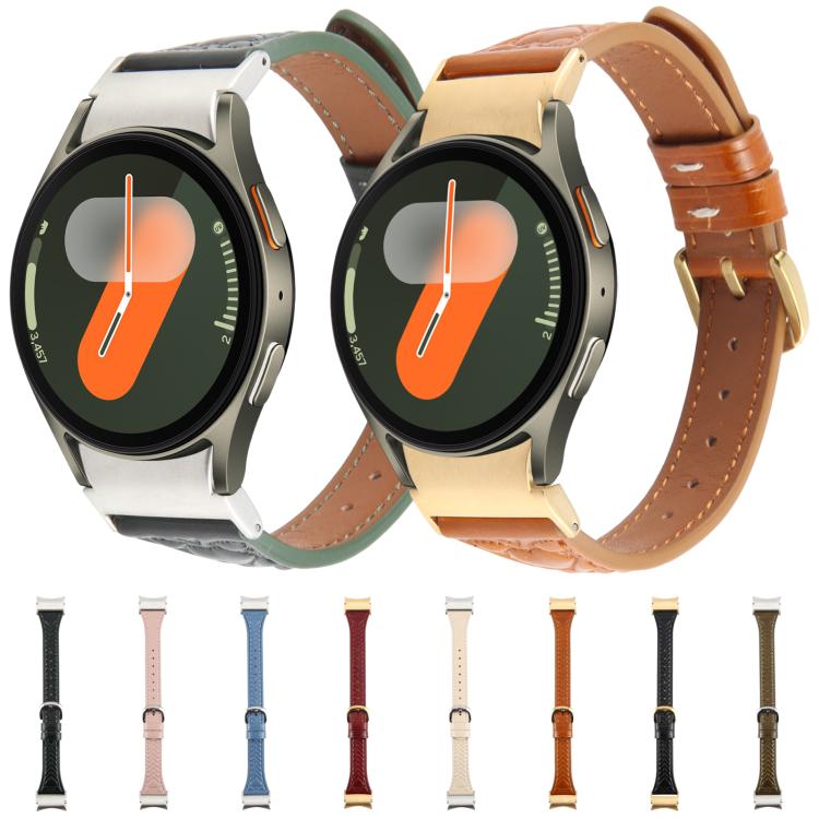 For Samsung Galaxy Watch 7 Metal Connector Heart-Shaped Embossed Leather Quick Release Watch Band(Apricot) by bashfashion