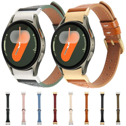 For Samsung Galaxy Watch 7 Metal Connector Heart-Shaped Embossed Leather Quick Release Watch Band(Retro Green) by bashfashion