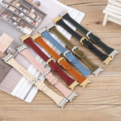 For Samsung Galaxy Watch 7 Metal Connector Heart-Shaped Embossed Leather Quick Release Watch Band(Apricot) by bashfashion