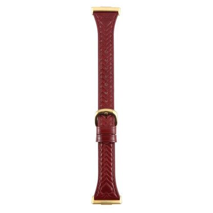 For Huawei Watch Fit 3 Metal Connector Heart-Shaped Embossed Leather Watch Band(Wine Red) by bashfashion