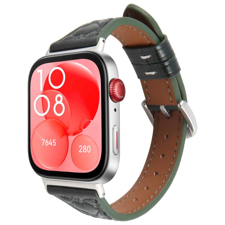 For Huawei Watch Fit 2 Metal Connector Heart-Shaped Embossed Leather Watch Band(Forest Green) by bashfashion