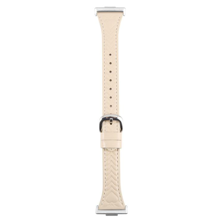 For Huawei Watch Fit 2 Metal Connector Heart-Shaped Embossed Leather Watch Band(Apricot) by bashfashion