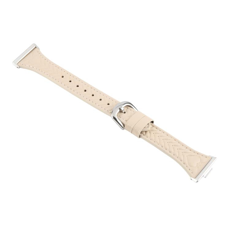 For Huawei Watch Fit 2 Metal Connector Heart-Shaped Embossed Leather Watch Band(Apricot) by bashfashion