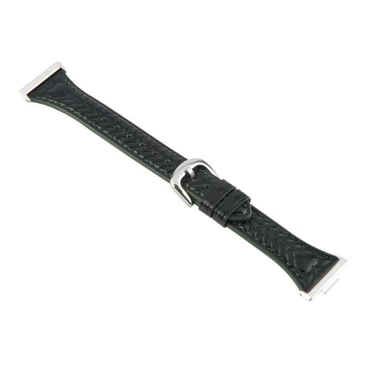 For Huawei Watch Fit Metal Connector Heart-Shaped Embossed Leather Watch Band(Forest Green) by bashfashion