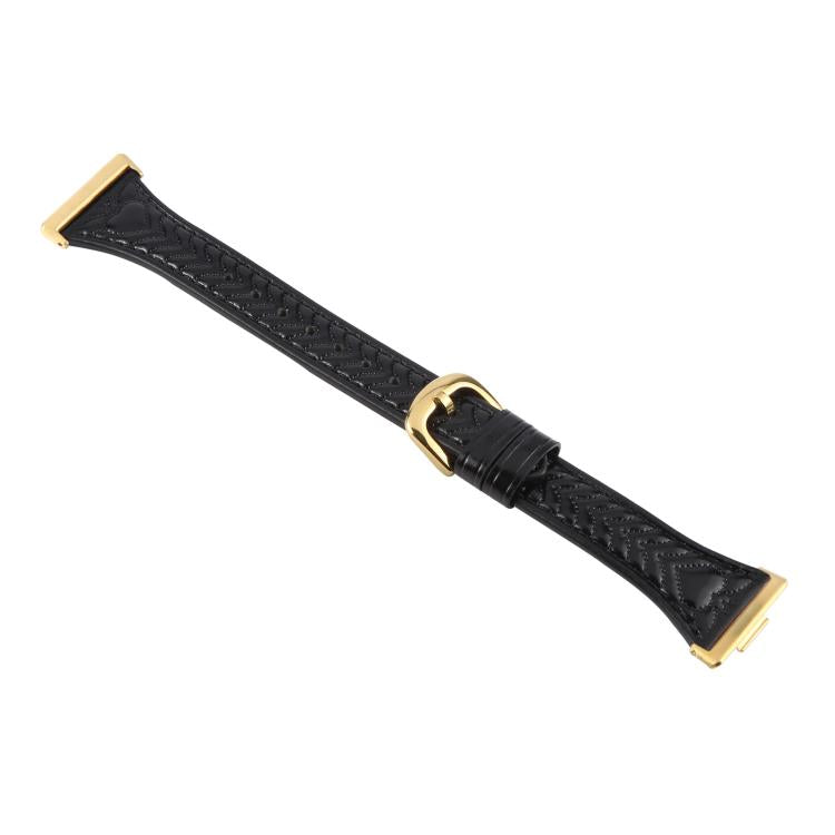 For Huawei Watch Fit Metal Connector Heart-Shaped Embossed Leather Watch Band(Black) by bashfashion