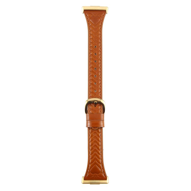 For Huawei Watch Fit Metal Connector Heart-Shaped Embossed Leather Watch Band(Brown) by bashfashion