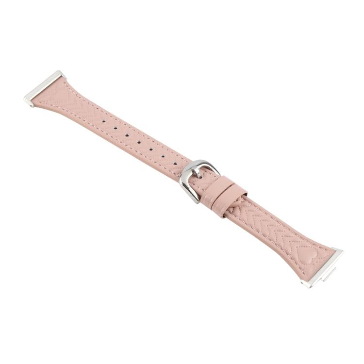 For Huawei Watch Fit Metal Connector Heart-Shaped Embossed Leather Watch Band(Pink) by bashfashion