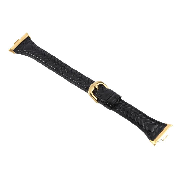 For Xiaomi Mi Band 8 Pro / Redmi Watch 5 Metal Connector Heart-Shaped Embossed Leather Watch Band(Black) by bashfashion