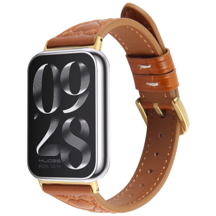 For Xiaomi Mi Band 8 Pro / Redmi Watch 5 Metal Connector Heart-Shaped Embossed Leather Watch Band(Brown) by bashfashion