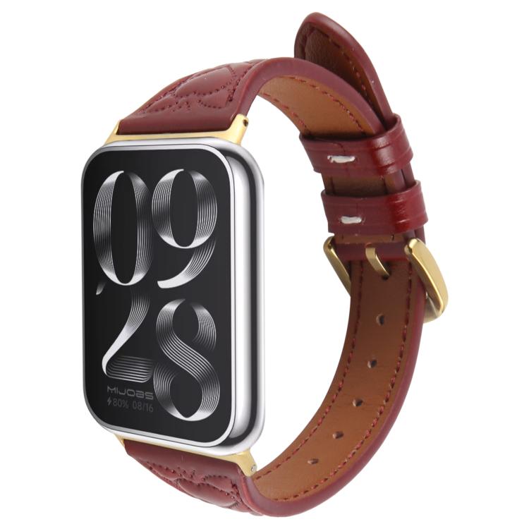 For Xiaomi Mi Band 8 Pro / Redmi Watch 5 Metal Connector Heart-Shaped Embossed Leather Watch Band(Wine Red) by bashfashion
