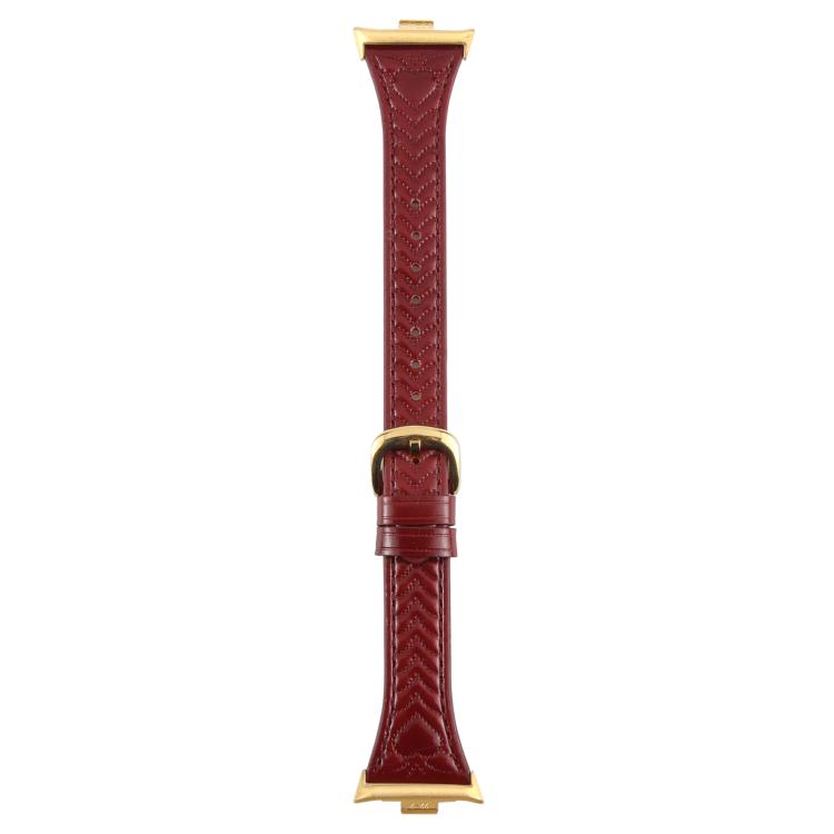 For Xiaomi Mi Band 8 Pro / Redmi Watch 5 Metal Connector Heart-Shaped Embossed Leather Watch Band(Wine Red) by bashfashion