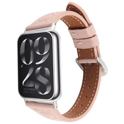 For Xiaomi Mi Band 8 Pro / Redmi Watch 5 Metal Connector Heart-Shaped Embossed Leather Watch Band(Pink) by bashfashion