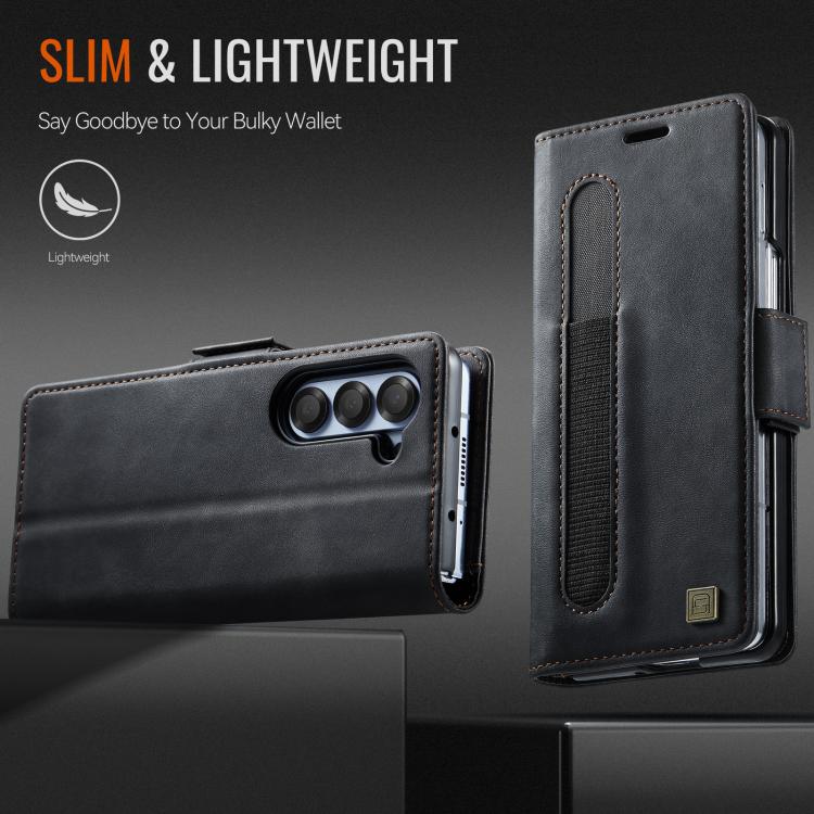 For Samsung Galaxy Z Fold6 5G AutSpace A11 Side Buckle MagSafe Magnetic RFID Phone Leather Case(Black) by AutSpace