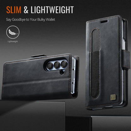 For Samsung Galaxy Z Fold6 5G AutSpace A11 Side Buckle MagSafe Magnetic RFID Phone Leather Case(Black) by AutSpace