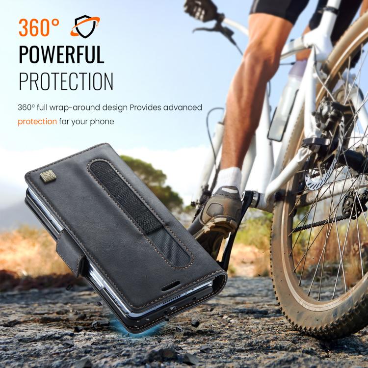 For Samsung Galaxy Z Fold6 5G AutSpace A11 Side Buckle MagSafe Magnetic RFID Phone Leather Case(Black) by AutSpace