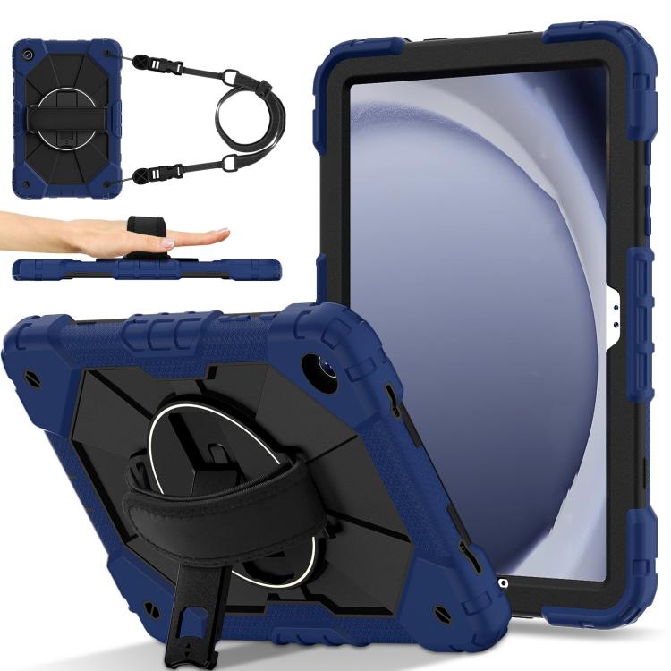 For Samsung Galaxy Tab A11+ / A9+ Contrast Color Robot Silicone Hybrid PC Tablet Case(Navy Black) by bashfashion
