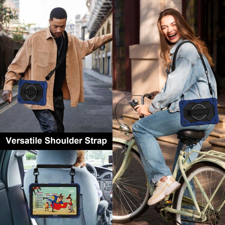 For Samsung Galaxy Tab A11+ / A9+ Contrast Color Robot Silicone Hybrid PC Tablet Case(Navy Black) by bashfashion