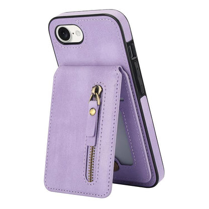 For iPhone 16e Zipper Wallet Split MagSafe Leather Back Phone Case(Purple) by bashfashion