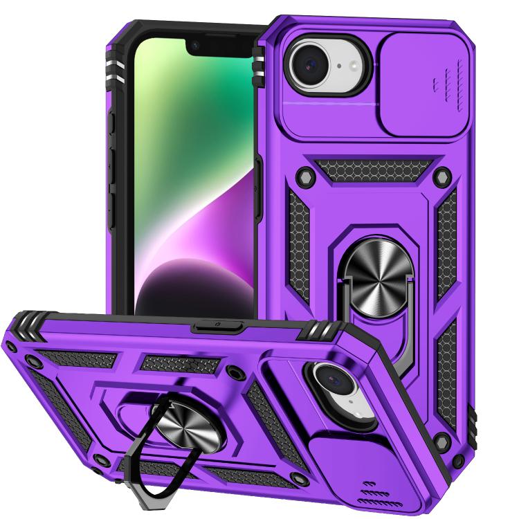 For iPhone 16e Sliding Camshield Holder Phone Case(Purple) by bashfashion